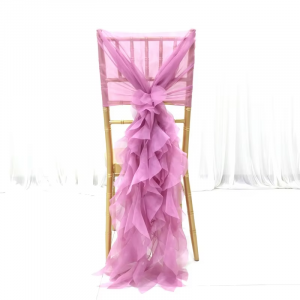 Chiffon Hoods with Ruffles Chair Cover Milk Yarn Hotel Wedding Banquet Chair Decor Wedding Special Events
