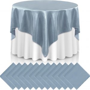 120Inch Silver Satin Tablecloth Premium Bright Silky Round Tablecloth Overlay Smooth Fabric TableCover for Wedding Party Banquet