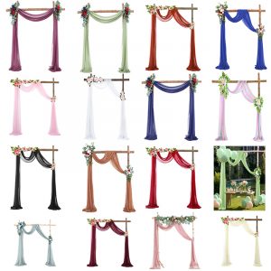 White Red Wedding Arch Drape Fabric Chiffon Fabric Drapery Backdrop Curtain Panels for Wedding Ceremony Reception Decor