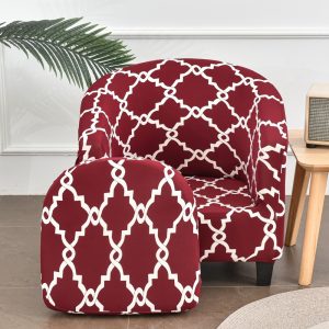 Club Chair Slipcover Printed Tub Chair Slipcover Armchair Covers Soft Round Barrel with Elastic Bottom for Counter Living Room