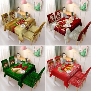 Christmas Printing Tablecloth Chair Cover Blending Material Large Size Table Cloth Polyester Elastic Chair Cover