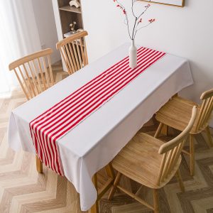 Elegant Table Decor Striped Table Runner Wedding Red White Design Tablecloth for Events Family Dinner Banquet Celebrations