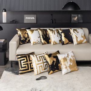 Irregular Abstract Geometric Bronzing Printed Cozy Soft Throw Pillow Cases Cushion Covers Shells for Sofa Couch Bed Home Decor