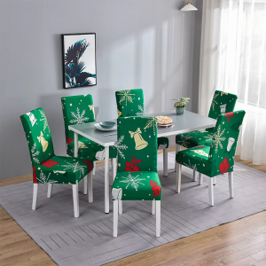 Christmas Decor Chair Cover Dining Room Santa Claus Snowflake Print Office Chair Covers Stretch Removable Chair Seat Cover