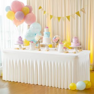 Wholesale 6FT White Stretch Spandex Table Cover Standard Folding Tables Rectangular Fitted Table Clothes for Wedding Tablecloth