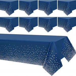 Rectangle Plastic Dot Tablecloth Set 54X108 Inch Plastic Table Cover for Wedding Graduation Birthday New Year Party Decorations